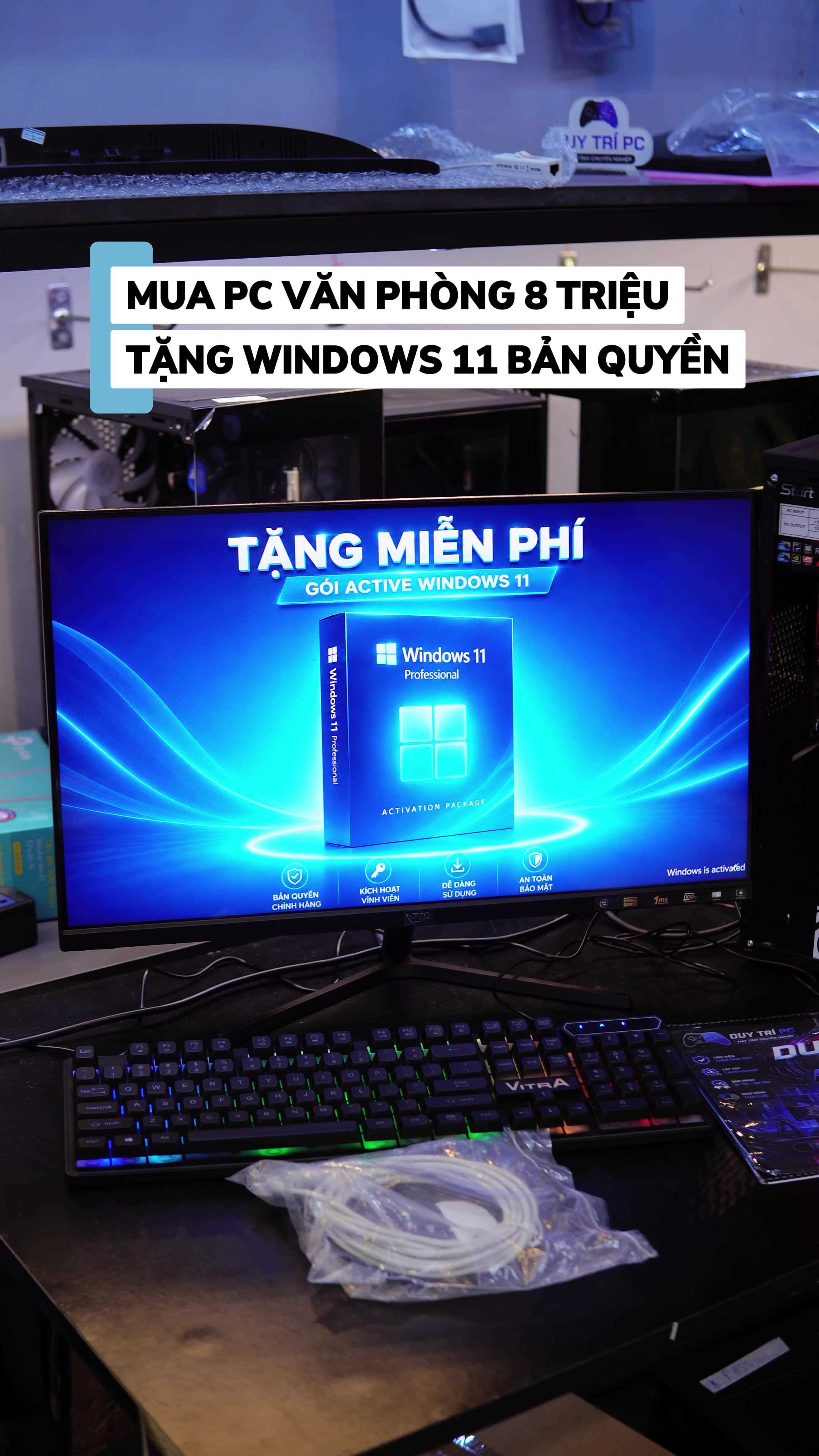 PC Văn Phòng 8 Triệu Cực Mượt - Tặng Windows 11 Bản Quyền & Màn 24 Inch